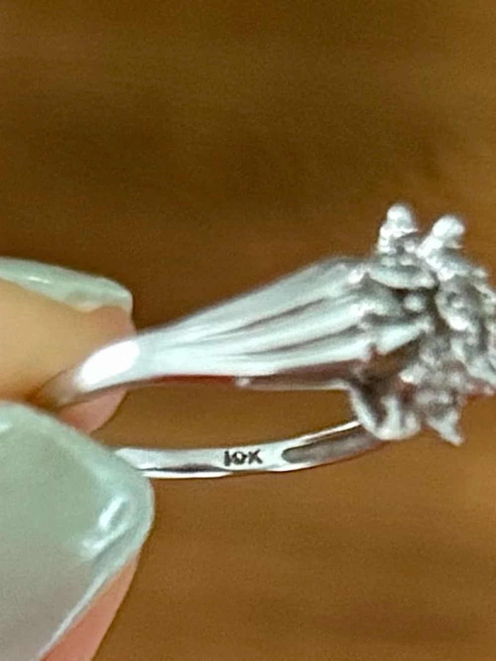 Vintage 10K White Gold Natural Diamond Cluster Ring - Size 7 - 2.29 Grams